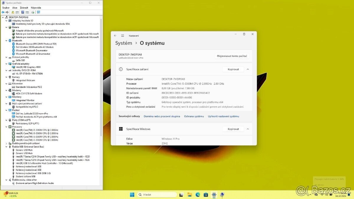 PĚKNÝ DELL E5530 /i5-3360/8GB/SSD256GB/NOVÁ BATERIE/W11 - 8