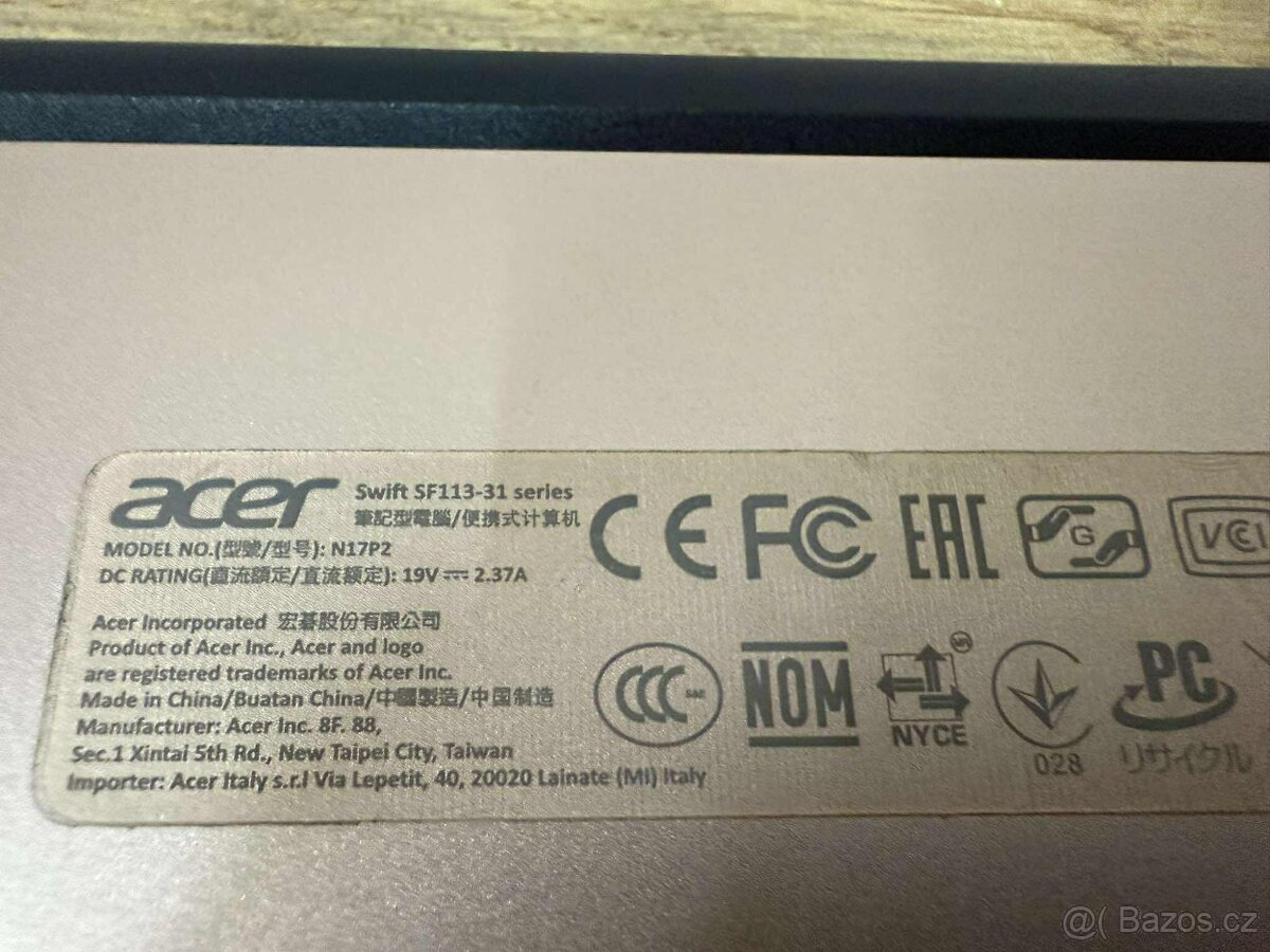 Notebook ACER Swift1 SF113-31 - 8