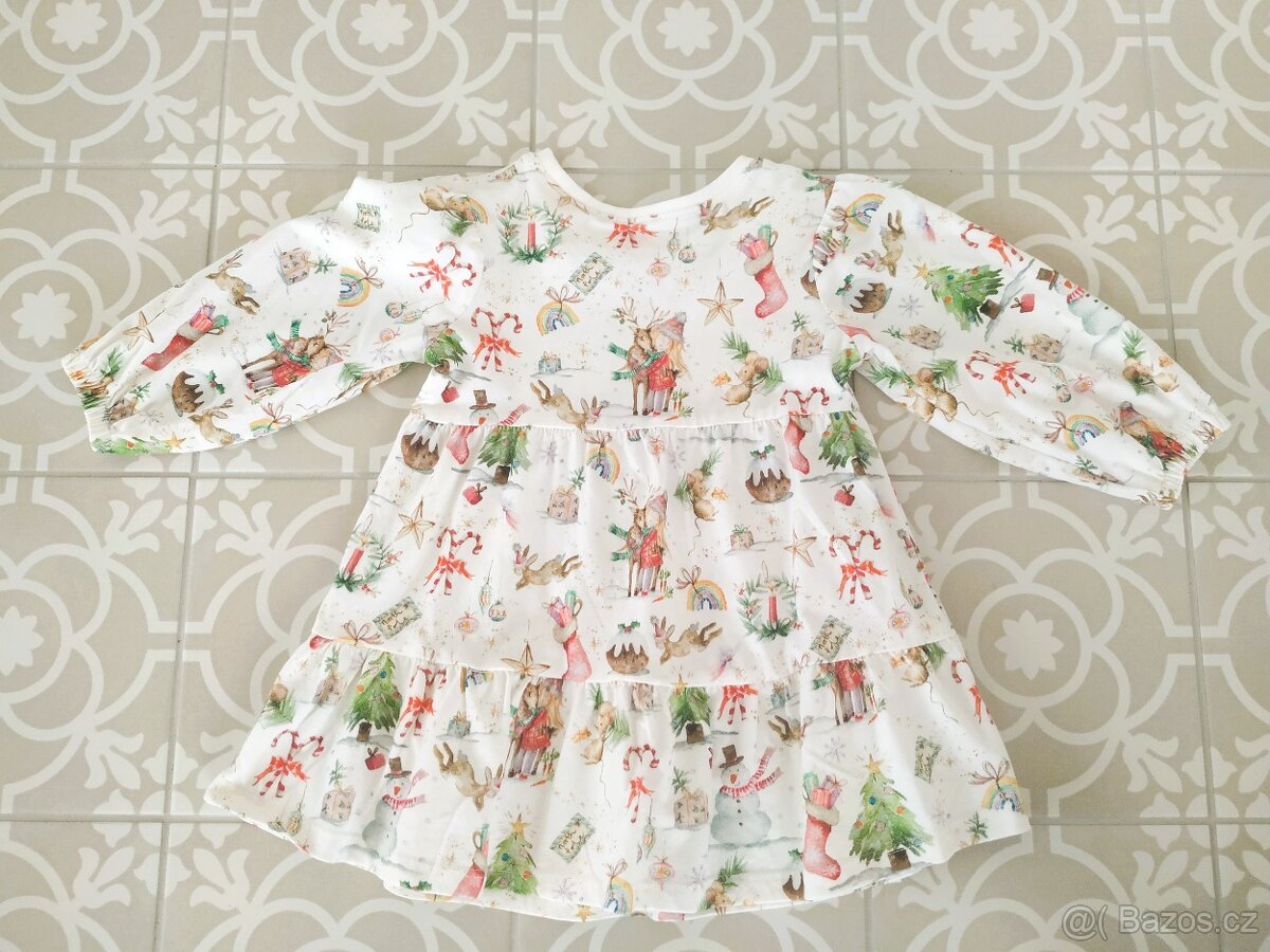 Nové bavlněné překrásné vánoční zimní šaty Next 86 - 8