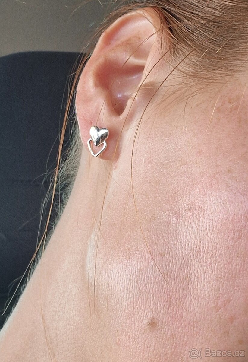 Nové dámské stříbrné náušnice srdce srdíčka 925 - 8