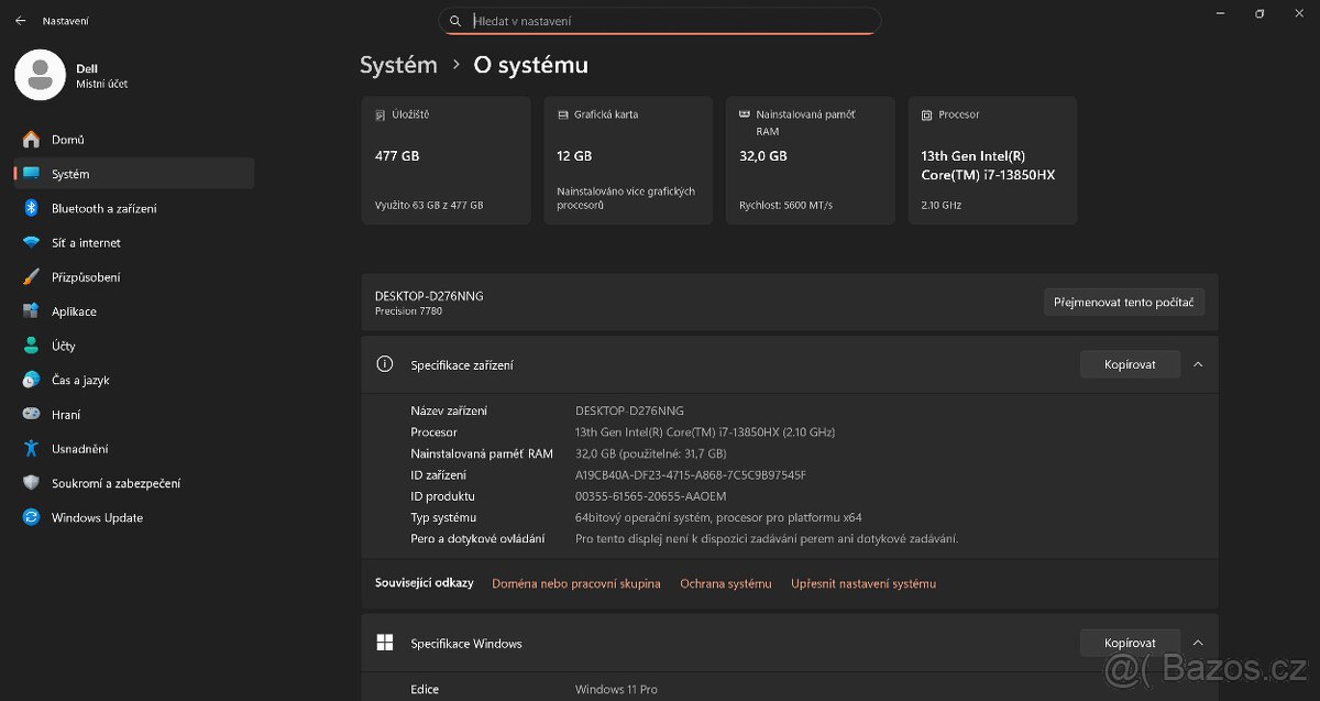 Dell PRECISION 7780 NBD 2027 i7 32 GB ram 17.3" - 8