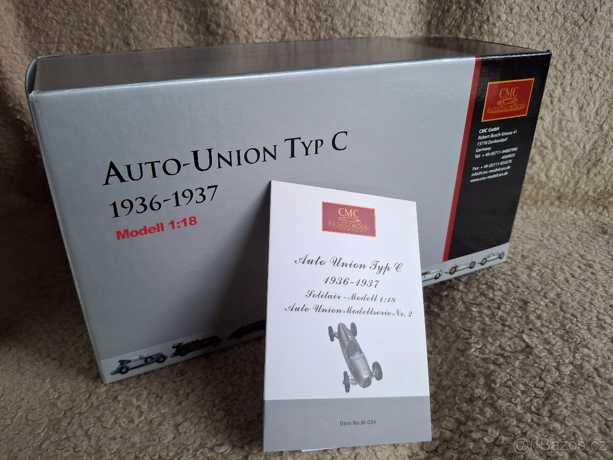 Prodám Auto-Union Type C - 1:18 - CMC - 8