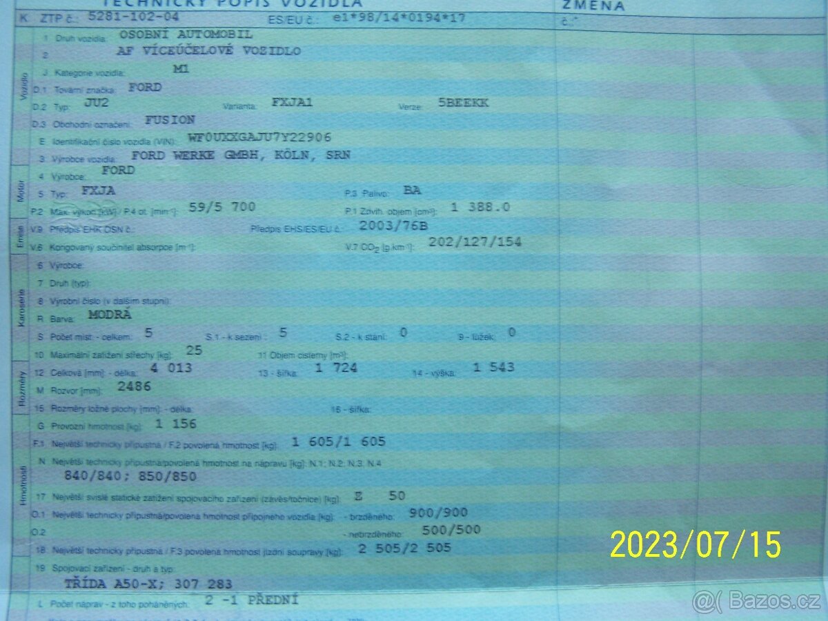 FORD FUSION- PŘEVODOVKA 5st. - 8