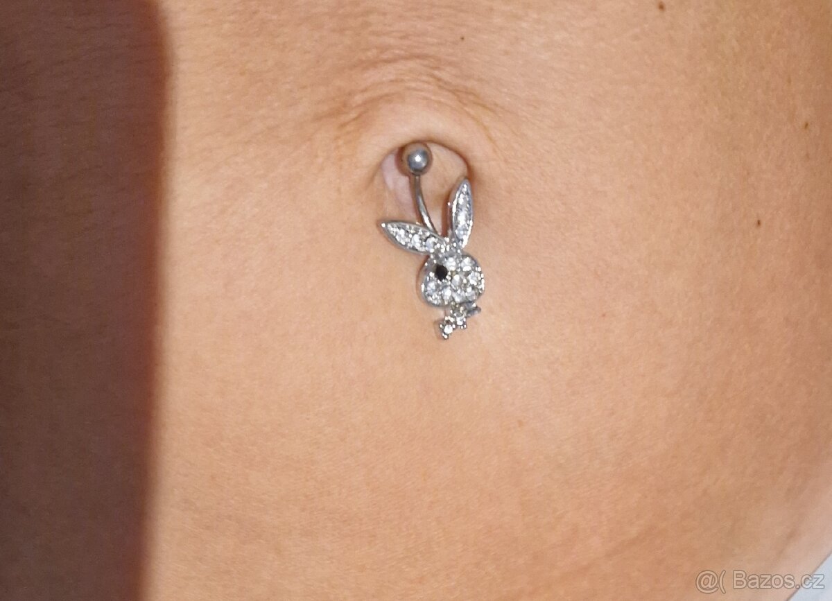 piercing břicha do pupíku třpytivý ocel králíček playboy - 8