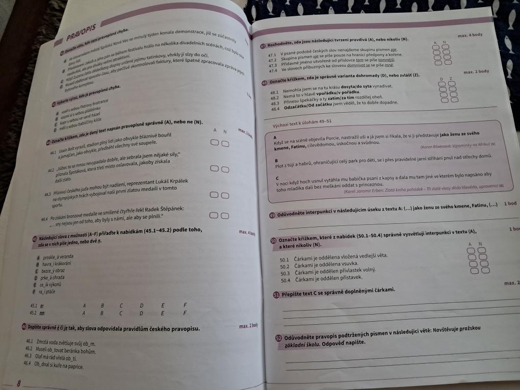 Přijímačky na SŠ - matematika + český jazyk - 8