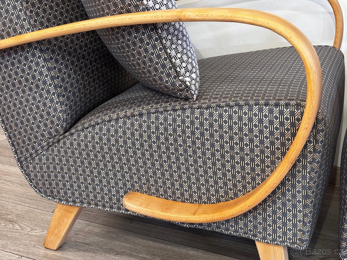 Renovovaná křesla Halabala s taburety/// - 8