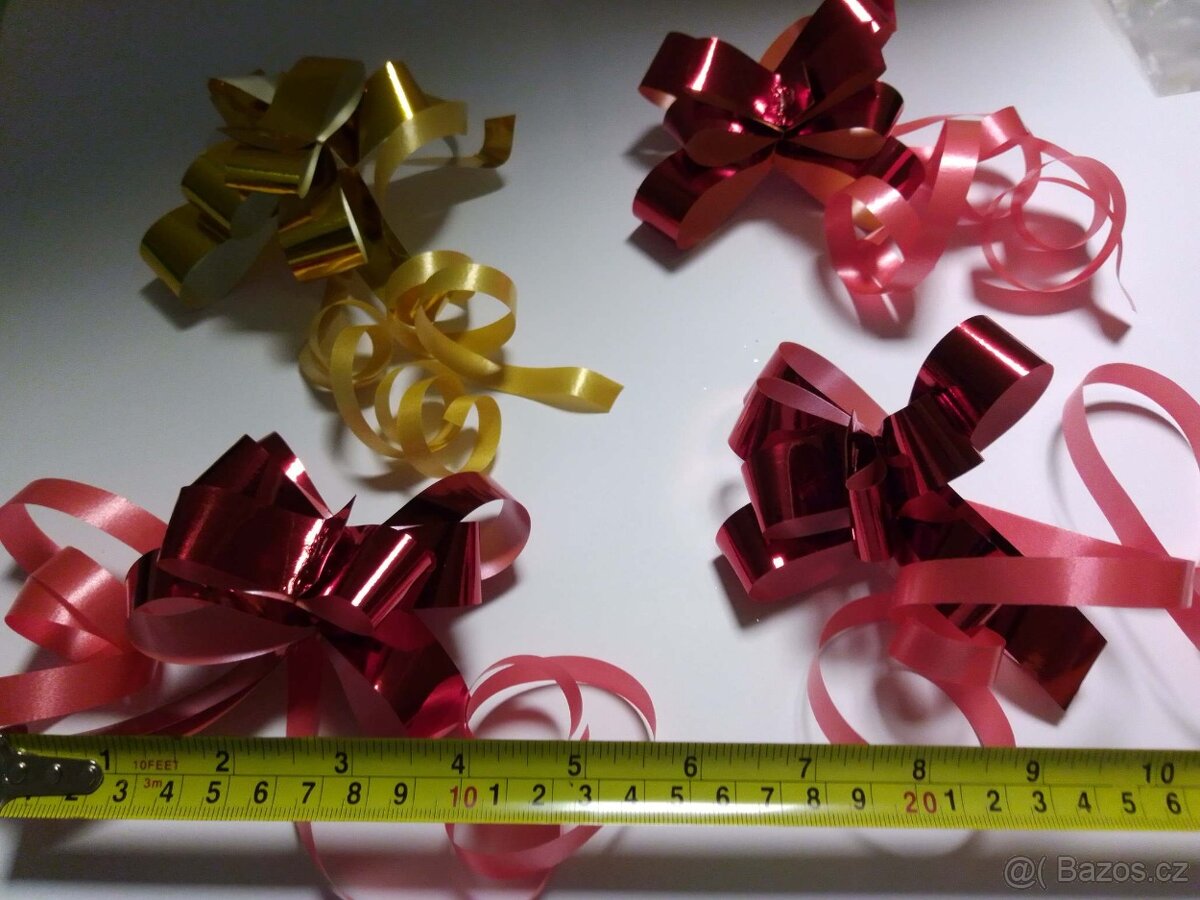 Vánoční ozdoby, dekorace barevné stuhy 10m a rozety Nové - 8