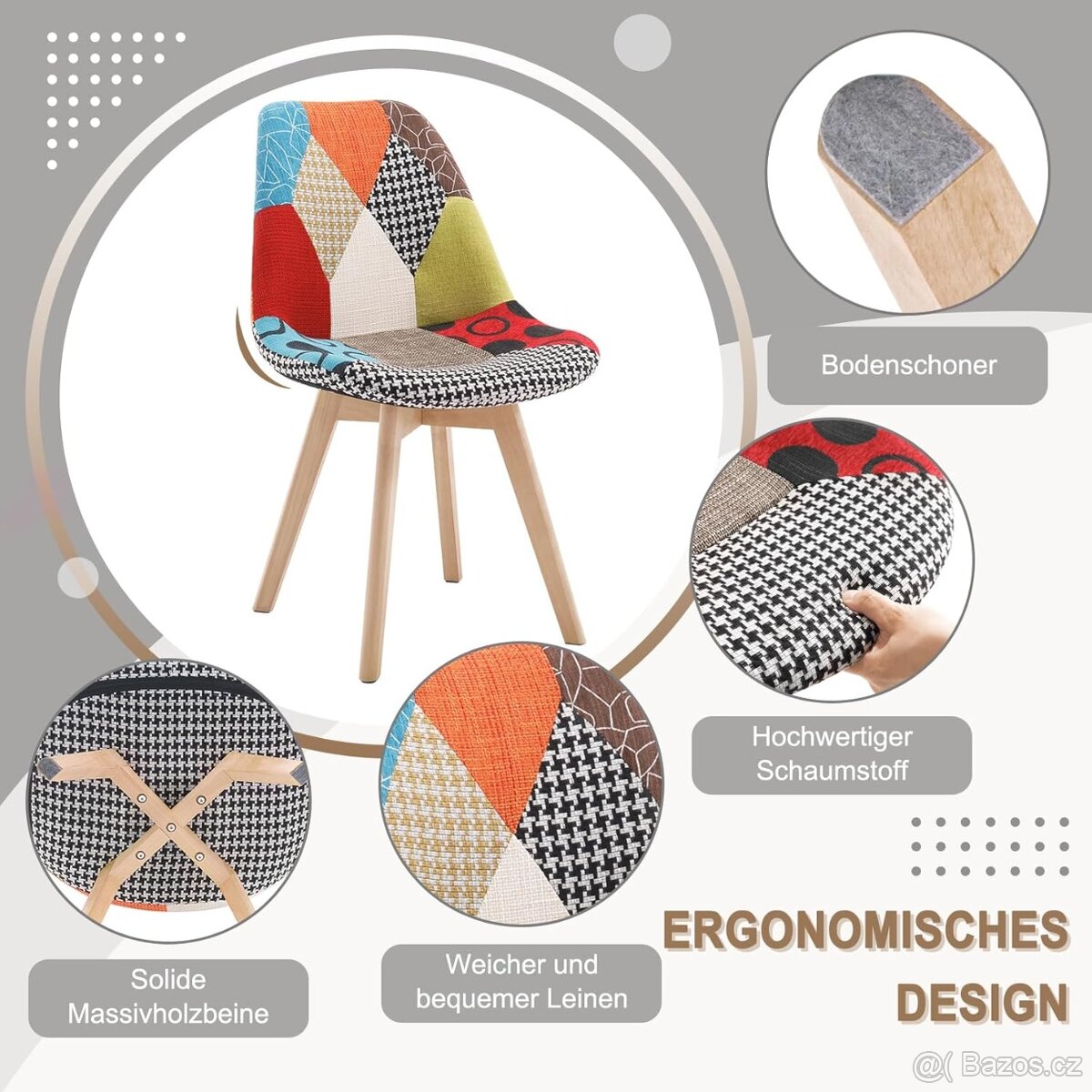 Nové jídelní židle patchwork 4 kusy - 8