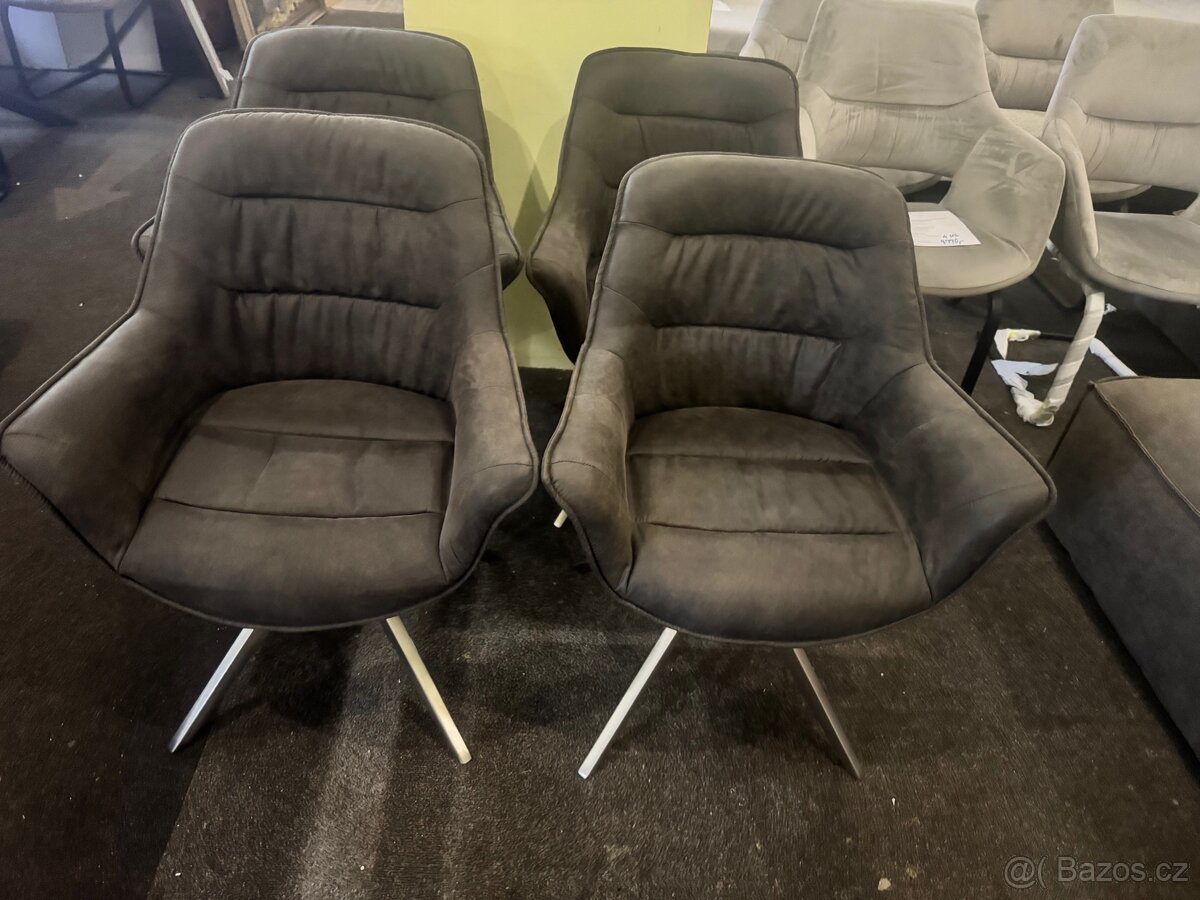 Nové 4x jídelní židle - křesílka tmavě šedé - 8