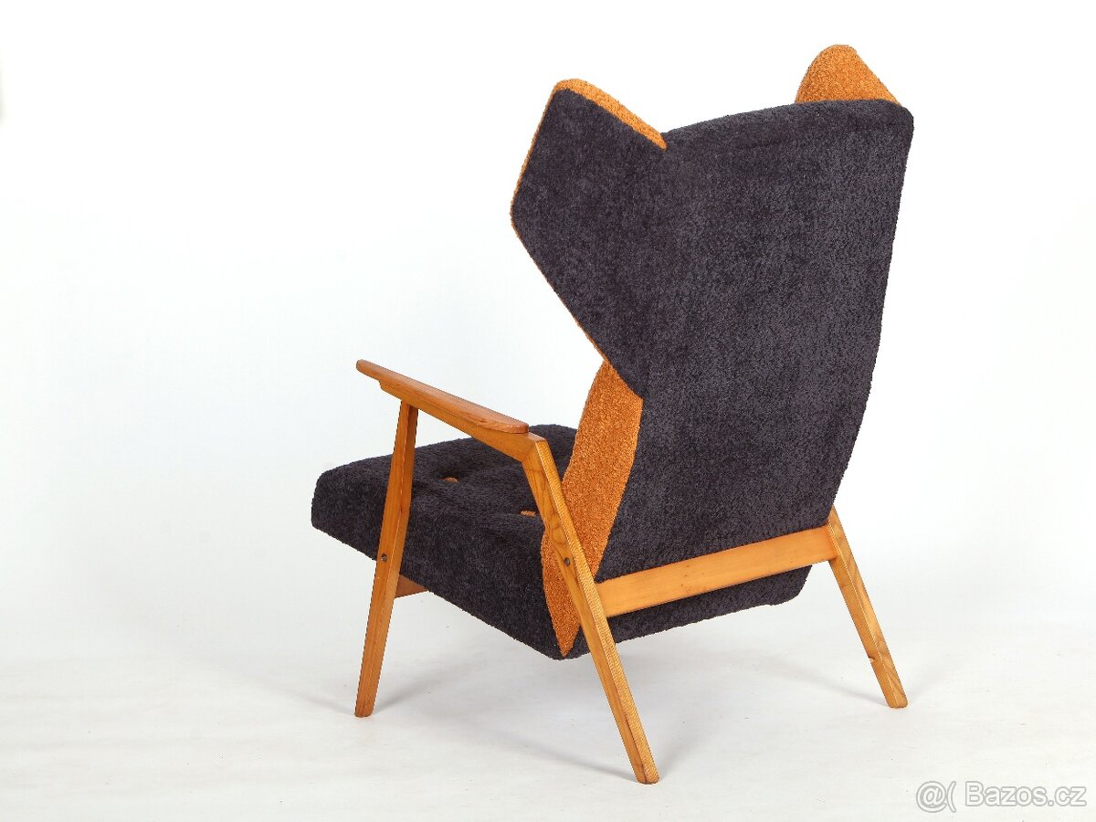 Pohodlné velké retro křeslo "Ušák". - 8