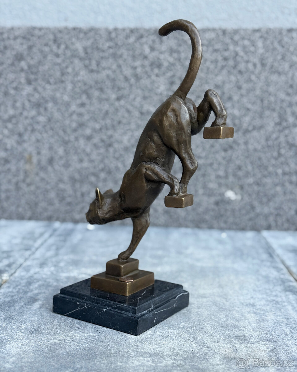 Bronzová socha Kočka luxusní dekorace mazlíček figurka dárek - 8