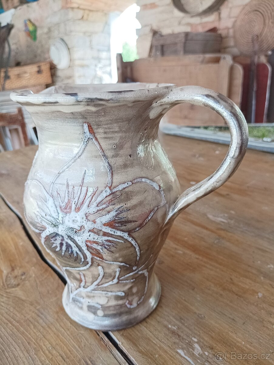 FRANCOUZSKÝ FAJÁNS DŽBÁN Z VALLAURIS RUČNĚ VYROBENÝ - 8