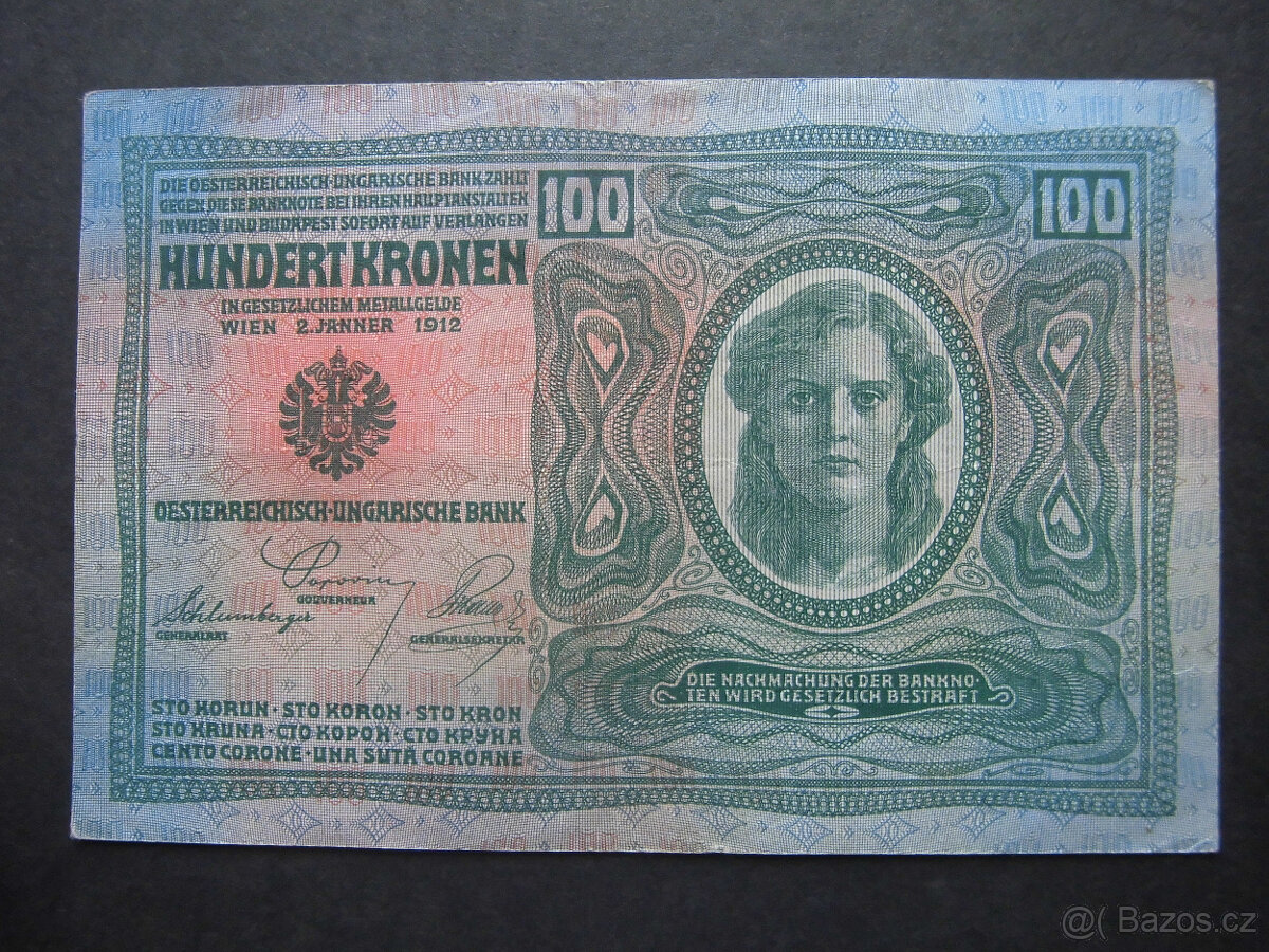 Bankovky Rakousko-Uhersko s přetiskem "20K, 50K, 100K" - 8