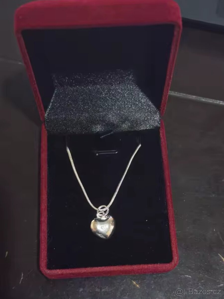 Nový dámský stříbrný náhrdelník řetízek na krk srdce - 8