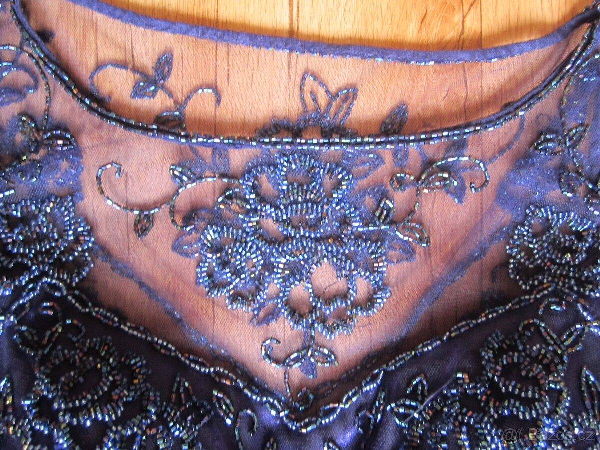 Plesové / svatební fialové šaty s korálky, S/36 - 8