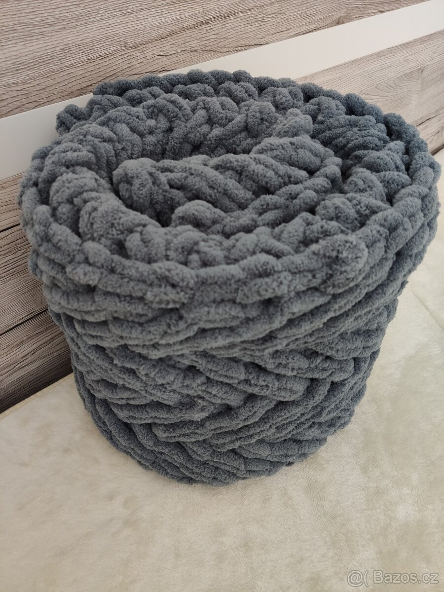 Pletená dětská deka šedá tmavá - 8