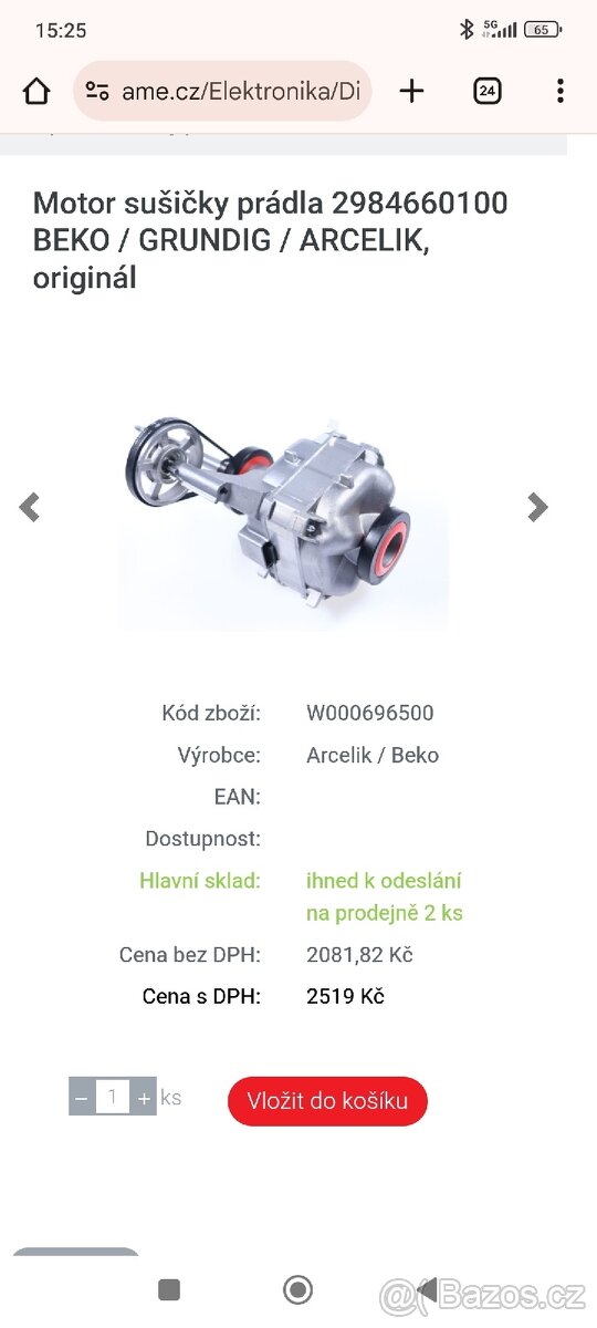 Motor do sušičky prádla Beko - Grundig - Arcelik - 8