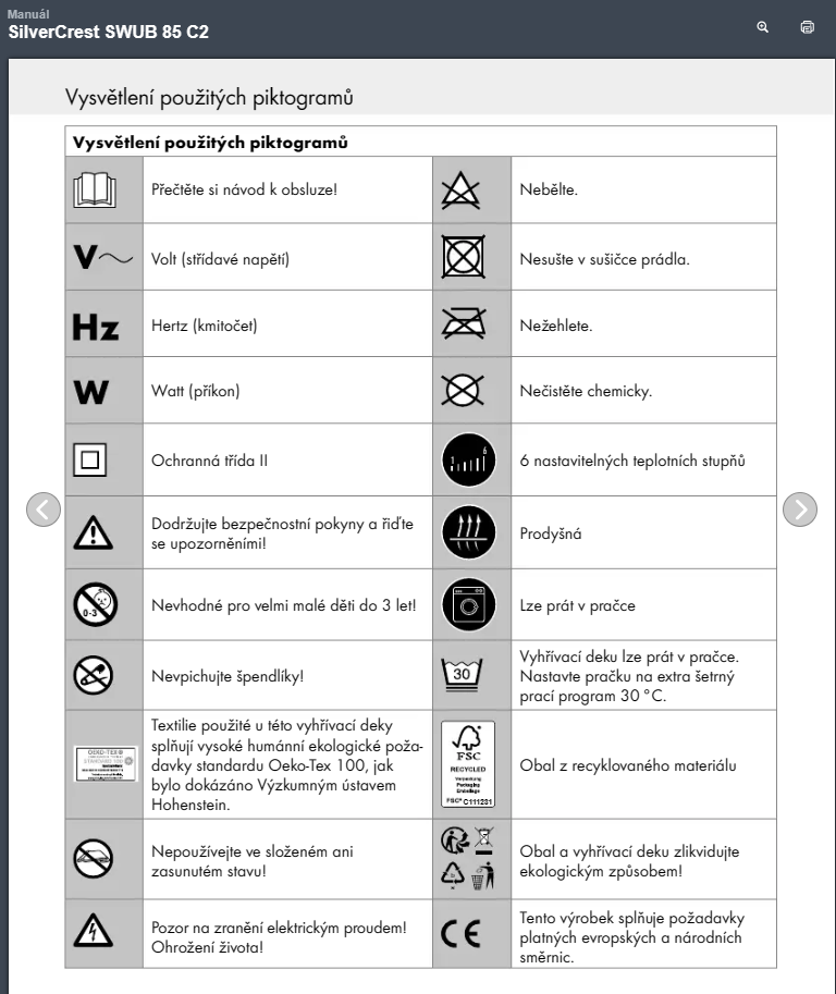 Elektrické dečka Silvercrest SWUB 85 C2 - 8