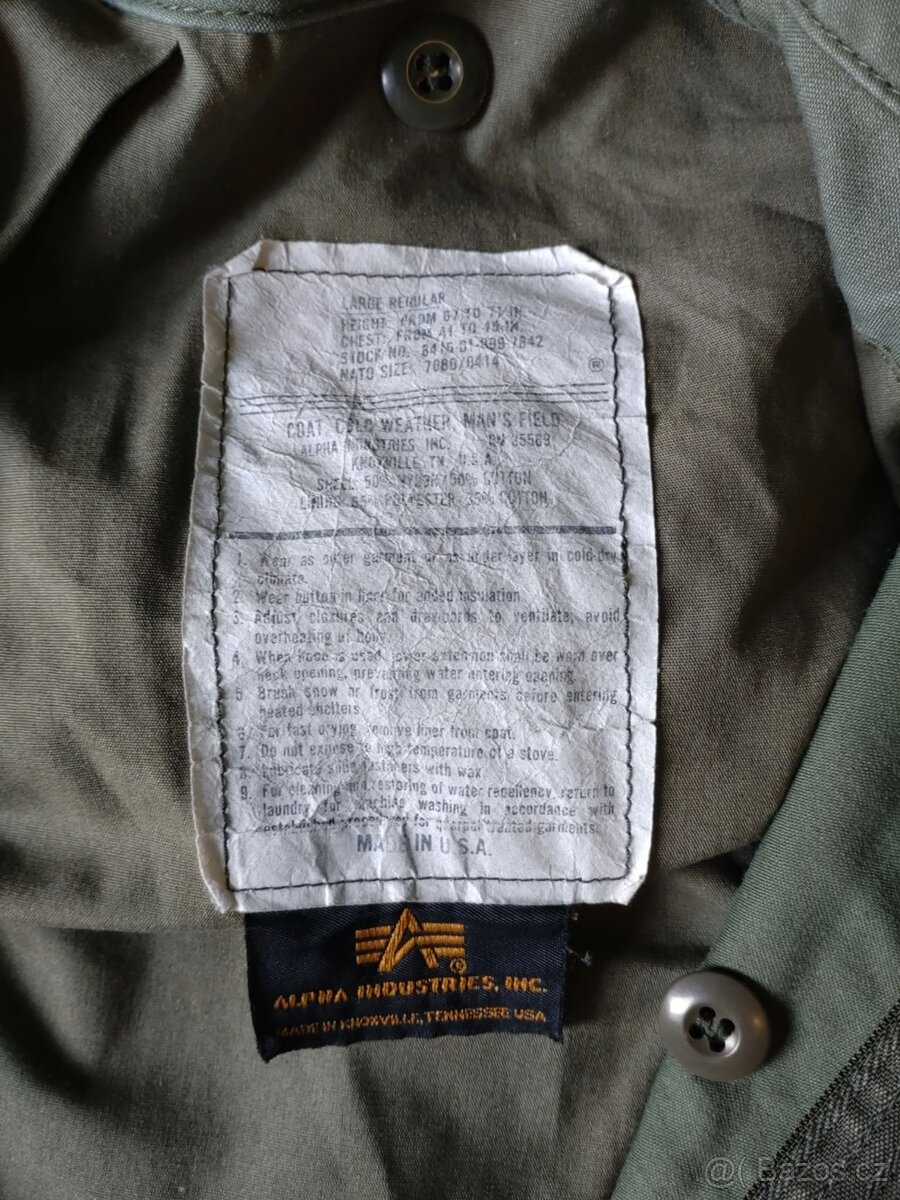 BUNDA PARKA M65 ALPHA INDUSTRIES OLIVE L/R - 8