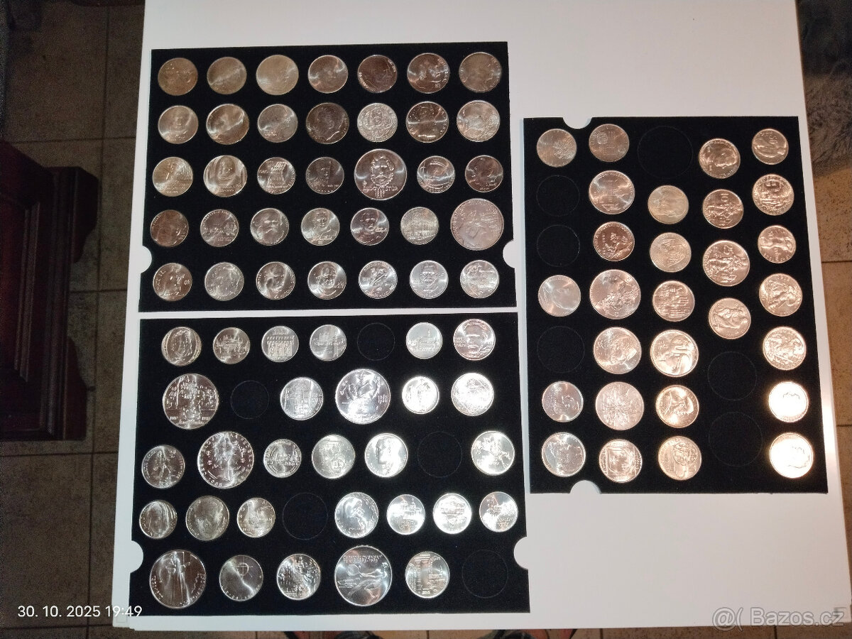 Kazeta stříbrné pamětní mince Československo 1947 - 1993 - 8