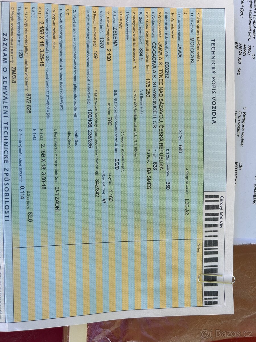 Jawa 350/640 s TP a SPZ - 8