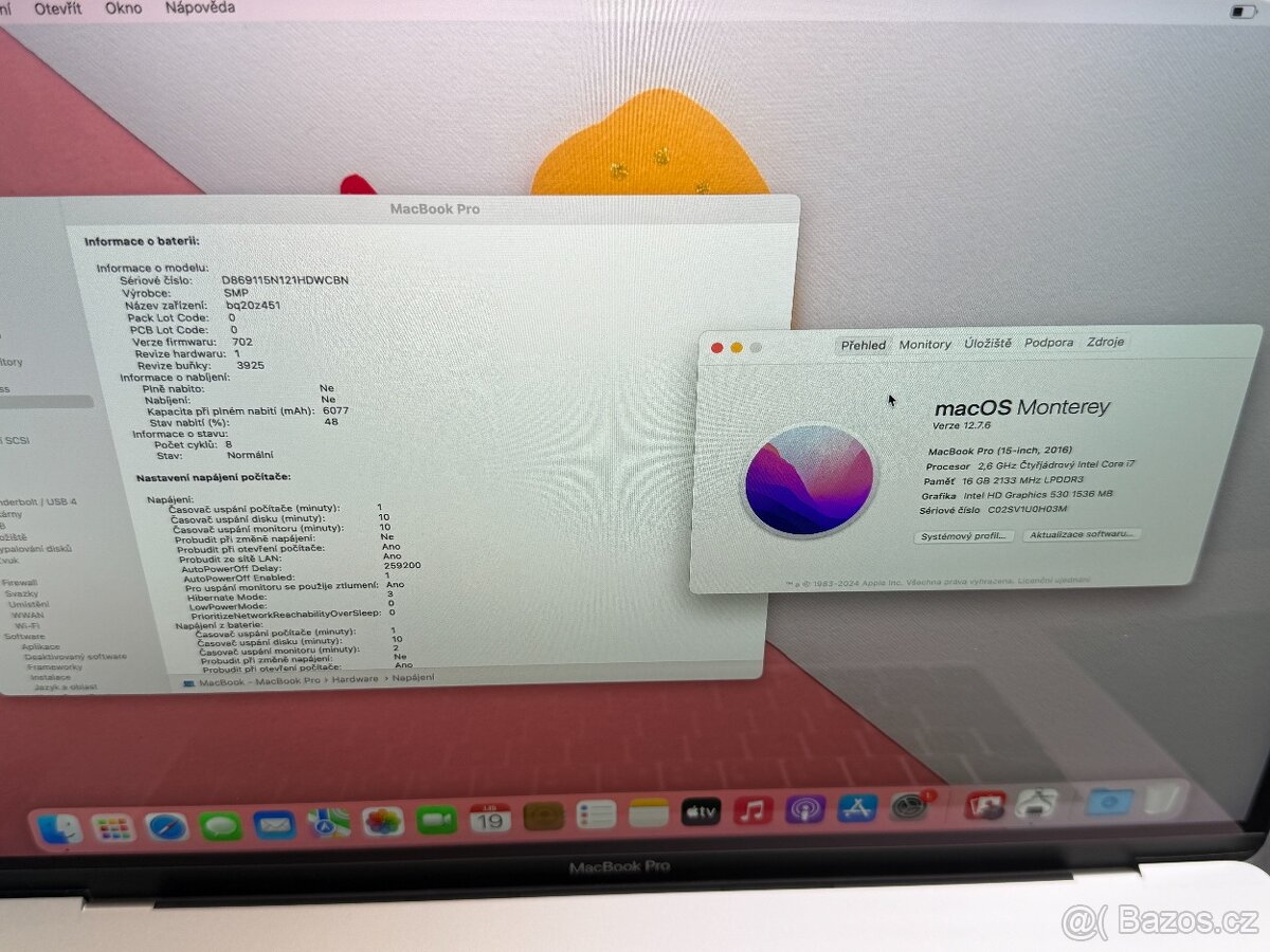 MacBook Pro 15'' 2016 / i7 / 16GB / 256GB SSD - DPH - 8