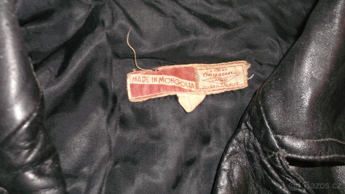 kožený kabát černý / bunda hnědá - 8