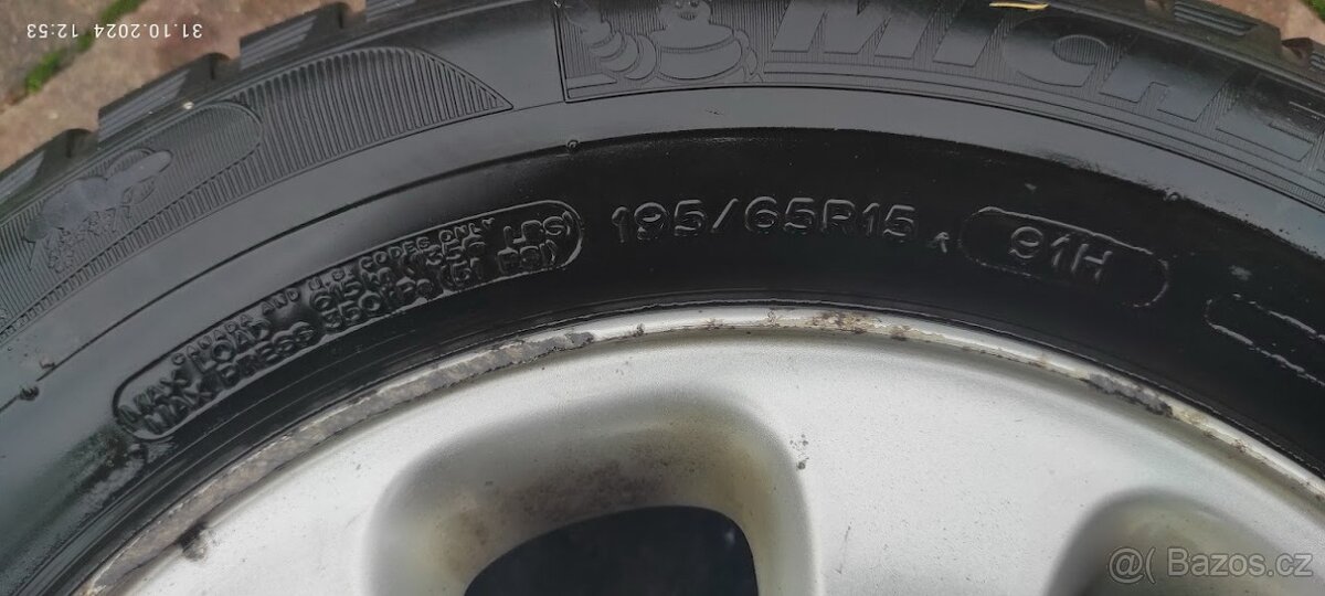 ALU Kola 15, 4x hliník PEUGEOT,CITROEN ,zimní pneu 195/65R15 - 8