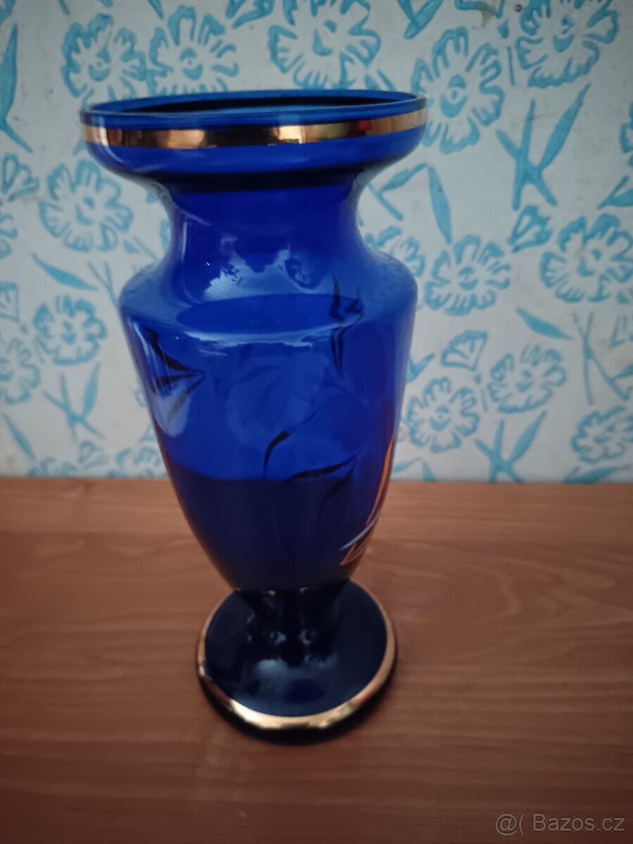 Modrá skleněná váza - 8