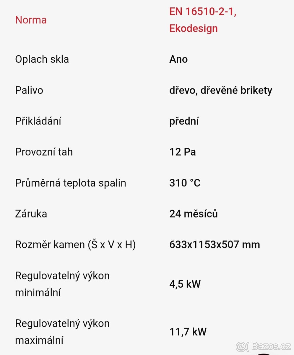 Krbová kamna Defro DH OVÁL 9,2kW - 8