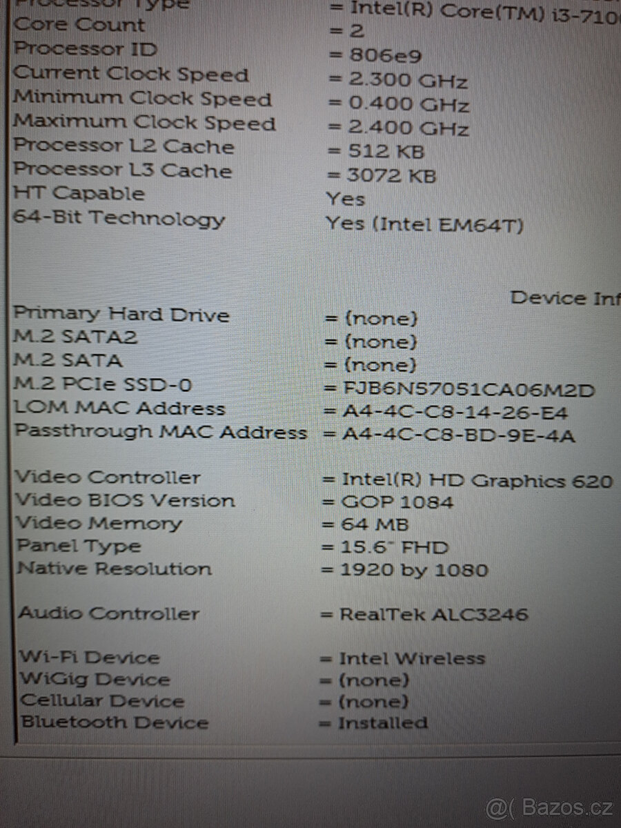 Dell Latitude E5580 - i3-7100 - 8