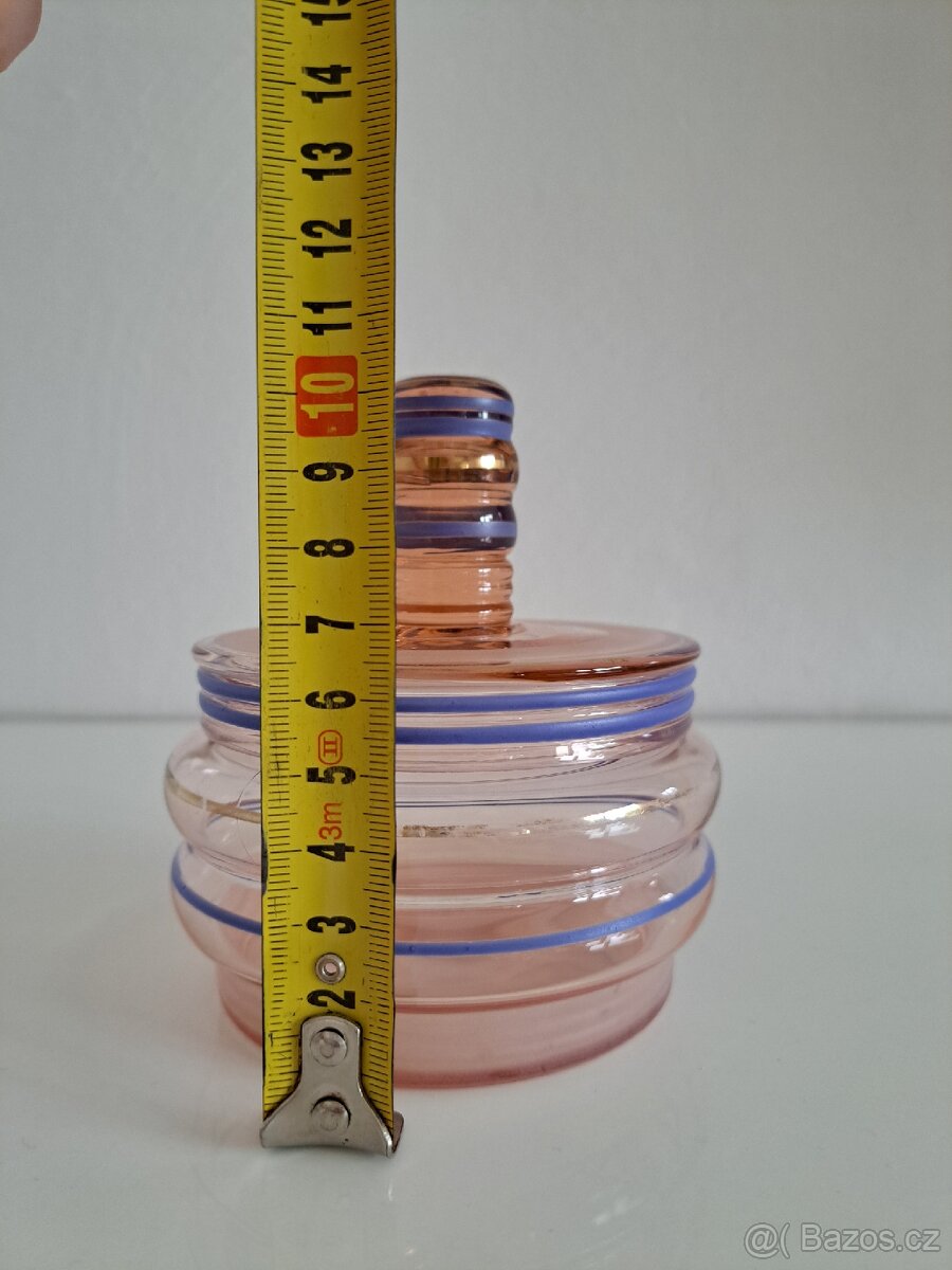 Stará, retro, vintage skleněná pudřenka - 8