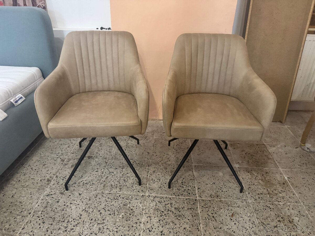 Nové 2x Jídelní židle - křesla s kovovou podnoží - 8