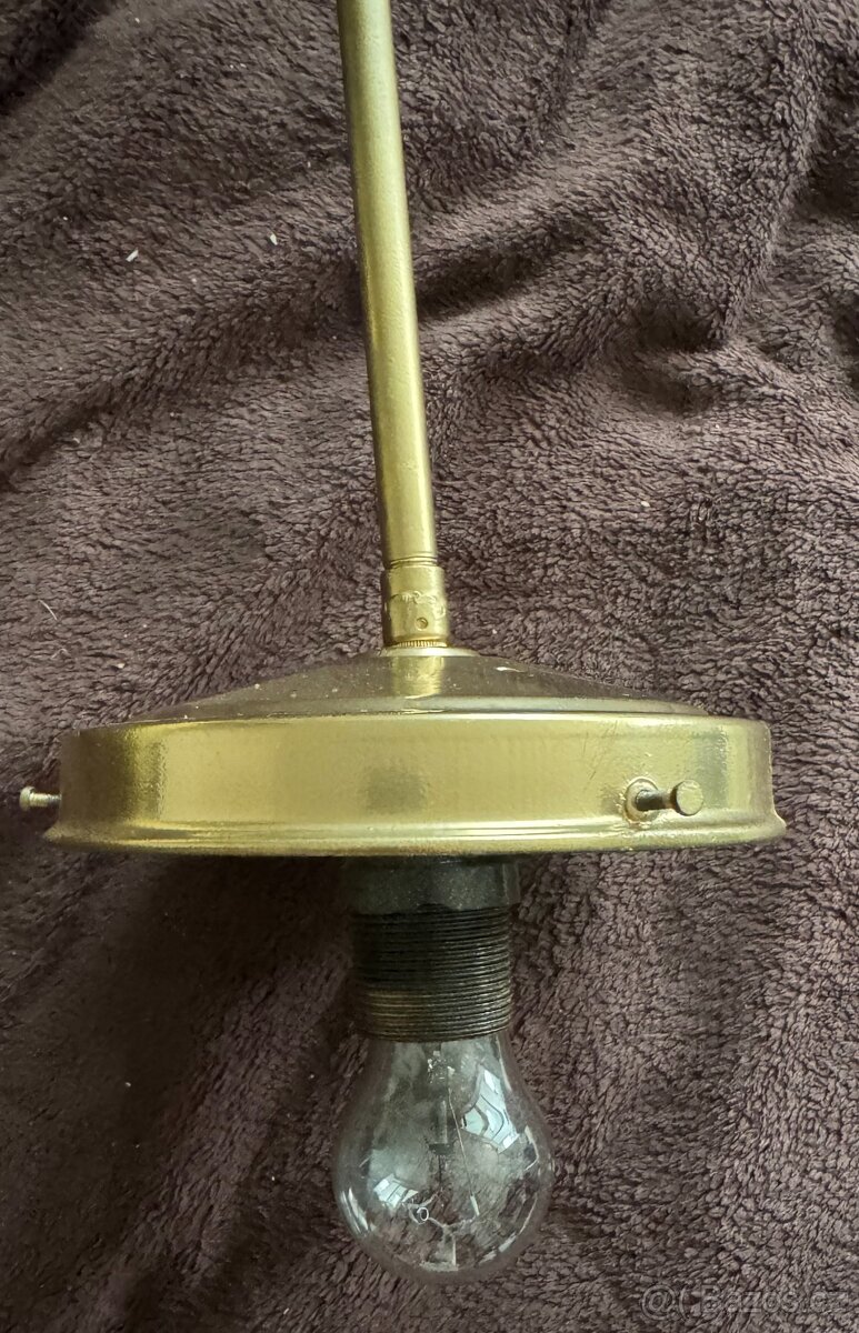 starožitný lustr funkční brokové sklo první republika - 8