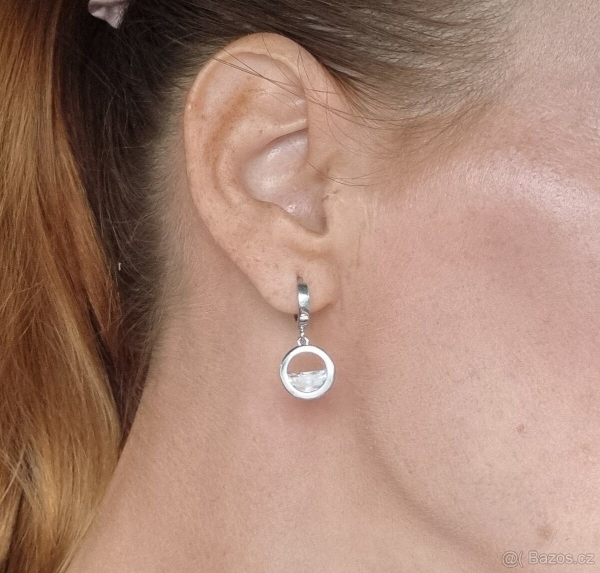 Nové dámské i dívčí stříbrné náušnice 925 kroužky 1 cm sklo - 8