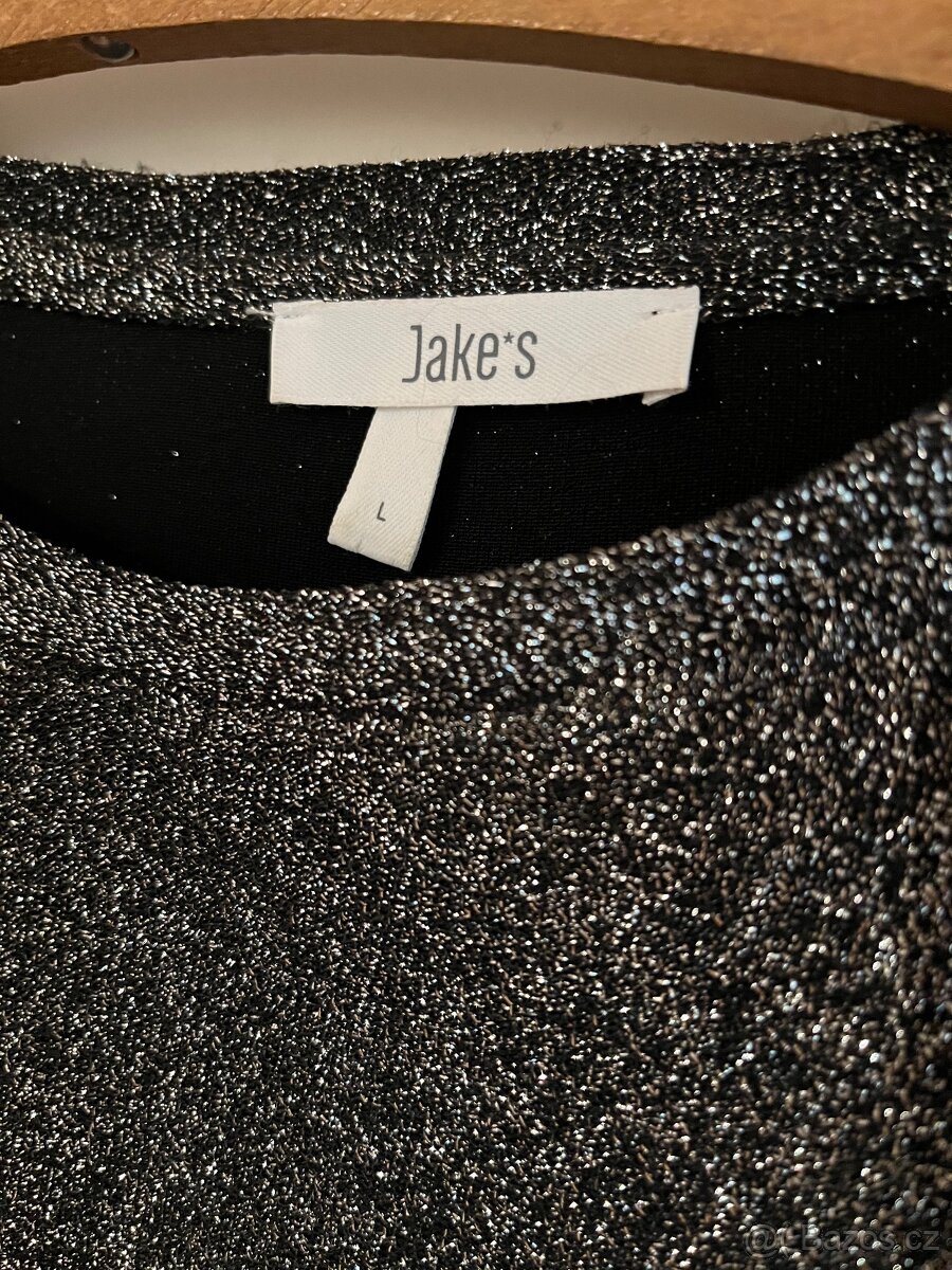 Černobílé efektní šaty s páskem vel. L - 8