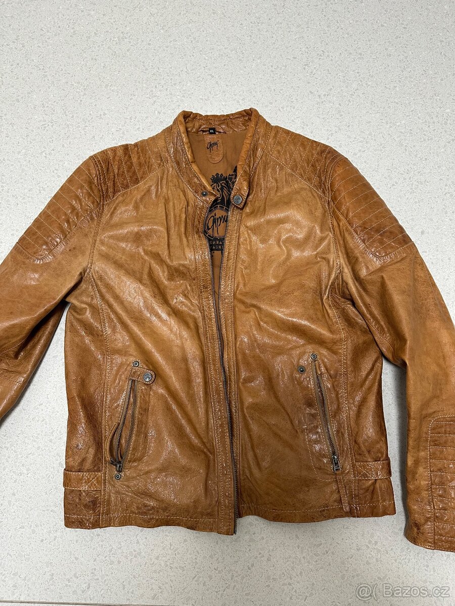 Hnědá kožená bunda Gipsy - 8