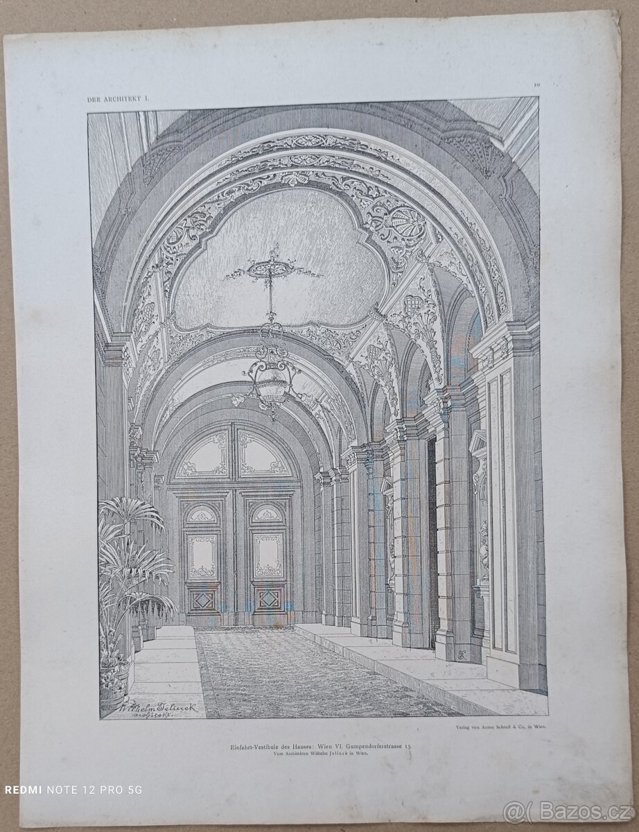 Originální litografické listy z „Der Architekt“ (1895 - 8