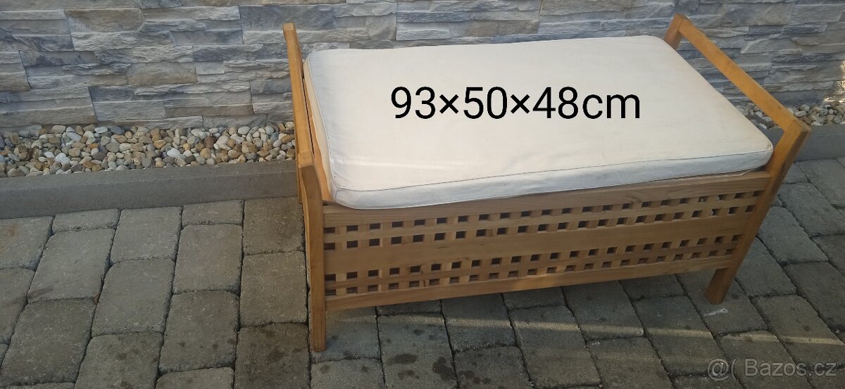 Dřevěná lavička s úložným prostorem - 8