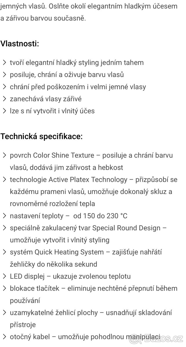 Žehlička na vlasy, šetrná - 8