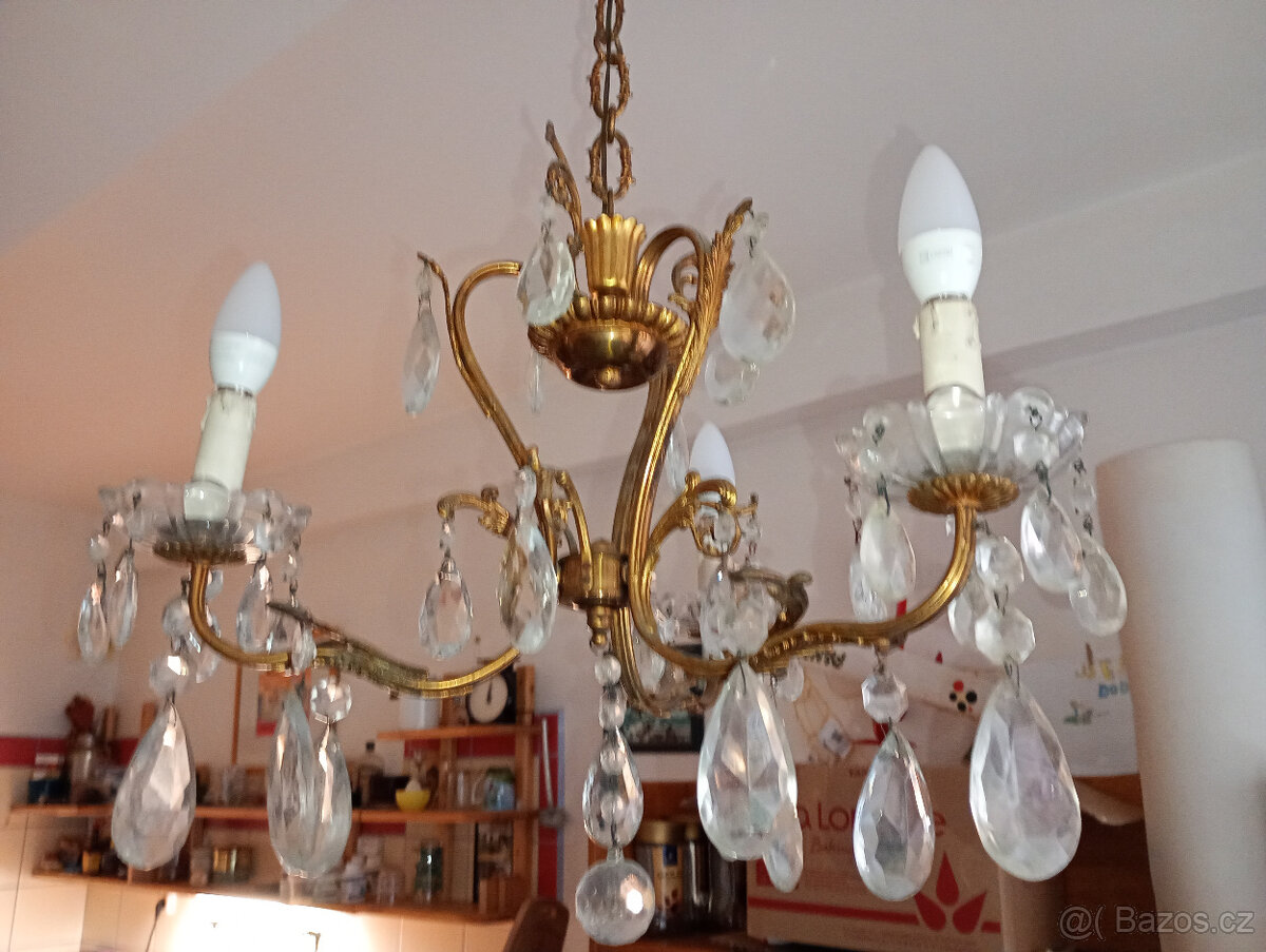Křišťálový lustr,Hollywood Regency,3 ramena - 8