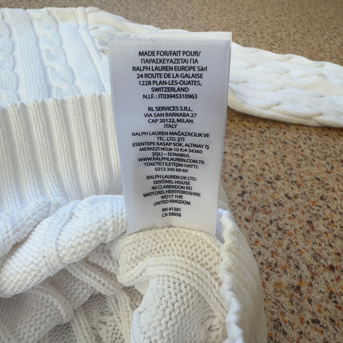 Ralph Lauren Polo dámský bílý copánkový svetr | vel. L - 8