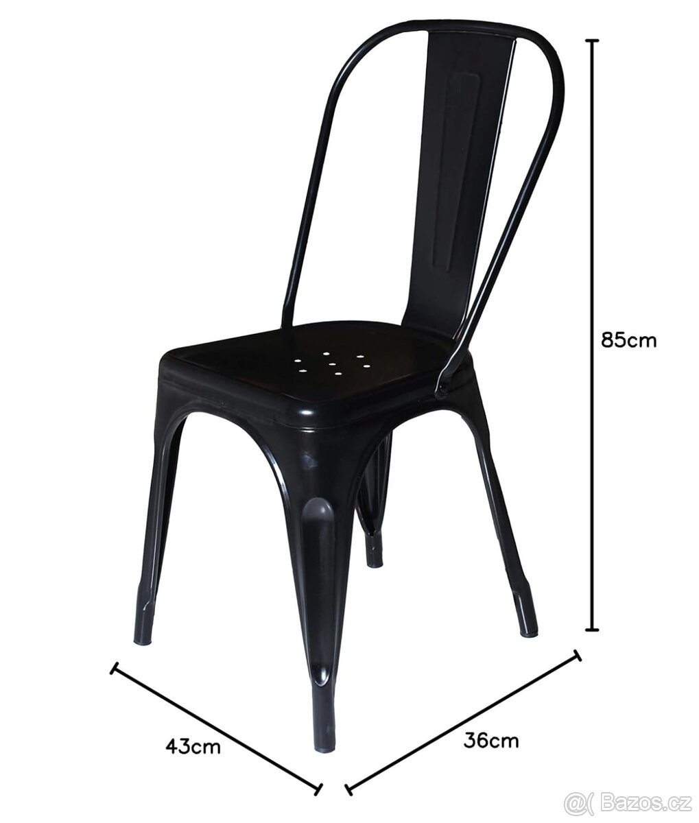 Nové gastro židle Paris, kov, černá, 4 kusy - 8