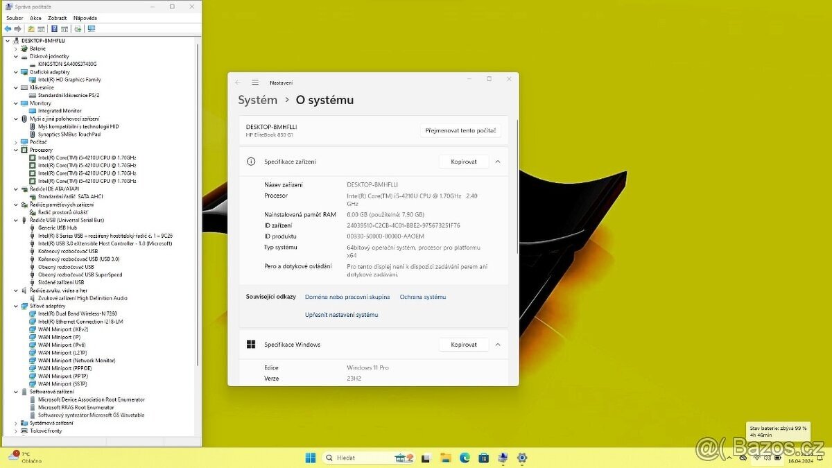 HP ELITEBOOK 850 /i5-4210/8GB/SSD480GB/1920x1080/W11/ZÁRUKA - 8
