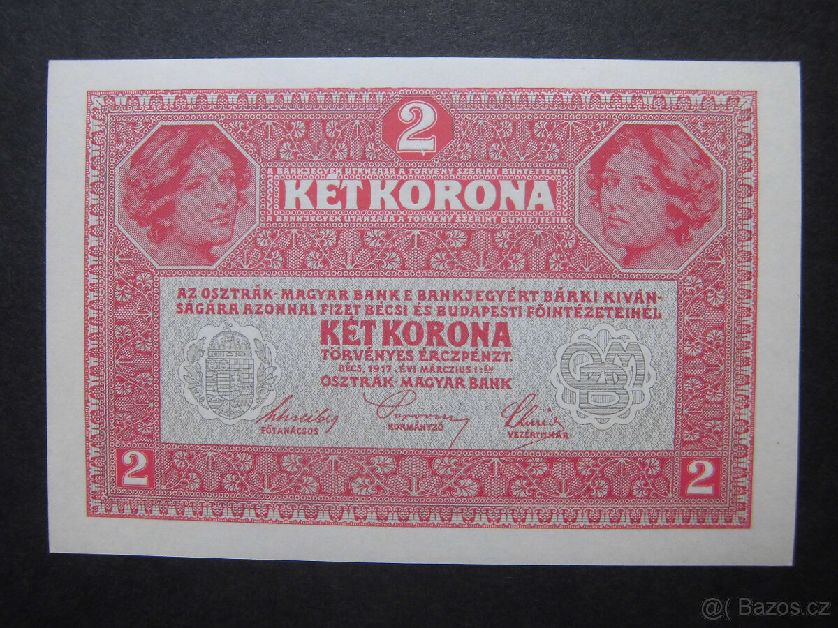 Bankovky Rakousko-Uhersko s přetiskem " 1K, 2K, 10K " - 8