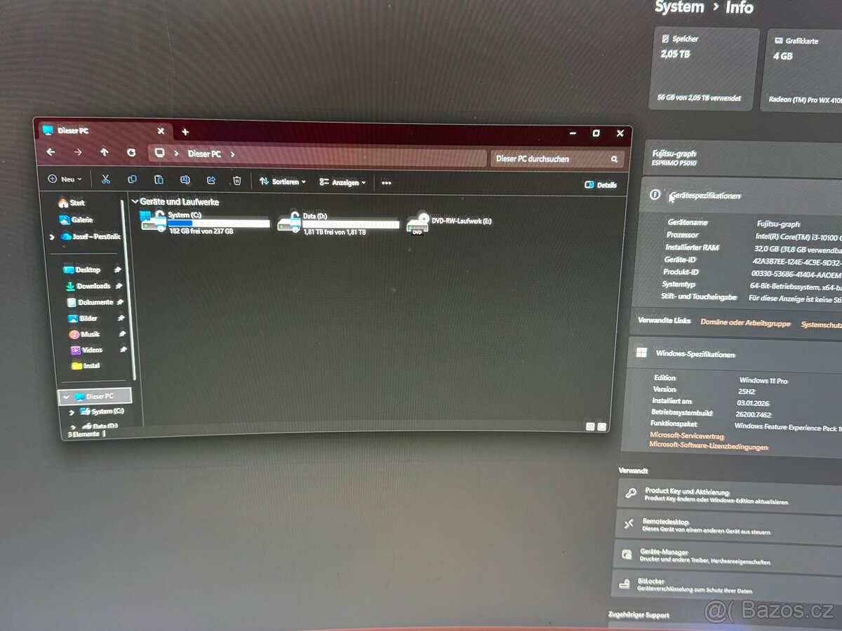 Esprimo i3, w11pro, Radeon pro - 8