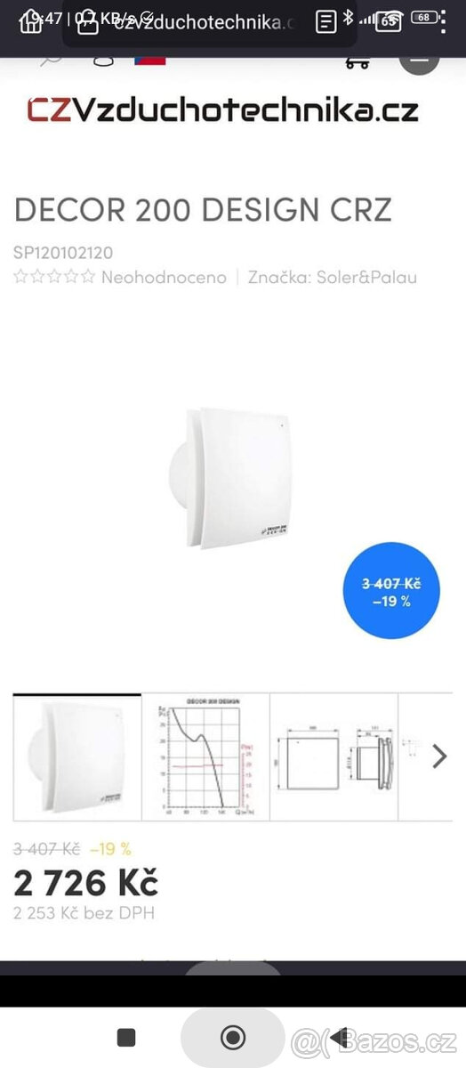 koupelnový ventilátor DEKOR200 DESIGN CRZ - 8