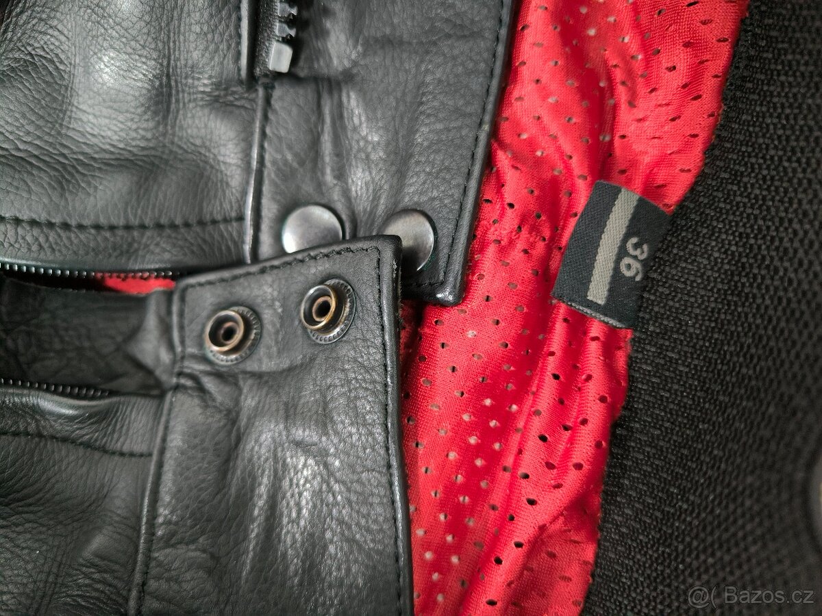 Dámská dvoudílná kožená kombinéza TSCHUL, černo-bílo-RŮŽOVÁ, - 8