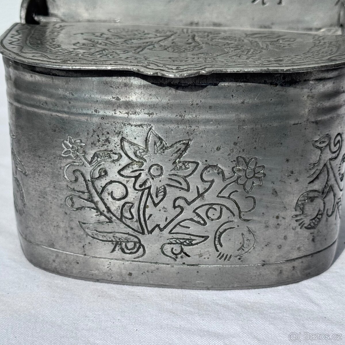 Starožitná cínová slánka s rokem 1814 - 8