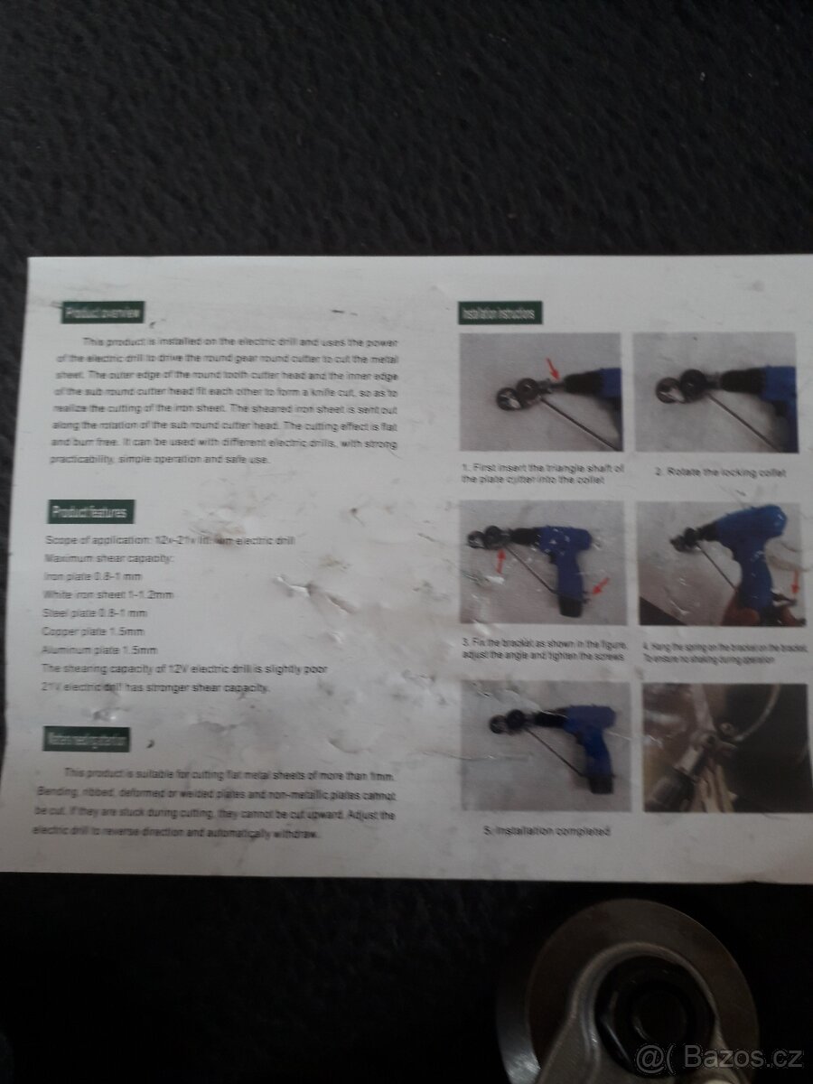 Nástroj na řezání plechu, nástavec na vrtačku,nůžky na plech - 8